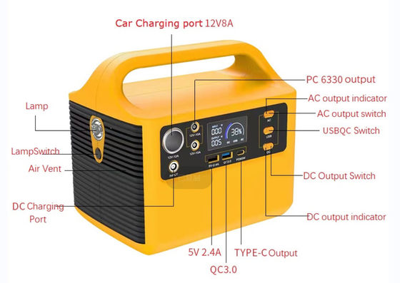 Bateria do gerador solar de lítio LFP 300W 500W Fornecimento de energia de emergência